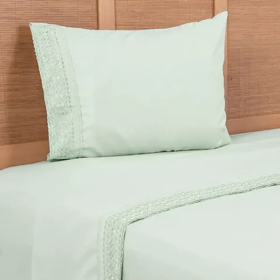 Set De Sábanas Microfibra Broderie 1.5 Plazas Verde 2
