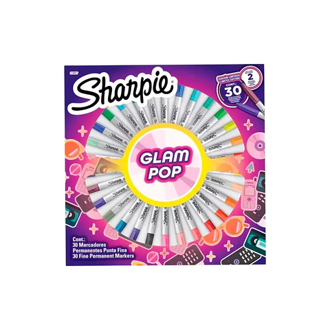 Marcador Glam Pop 30 Colores Permanente