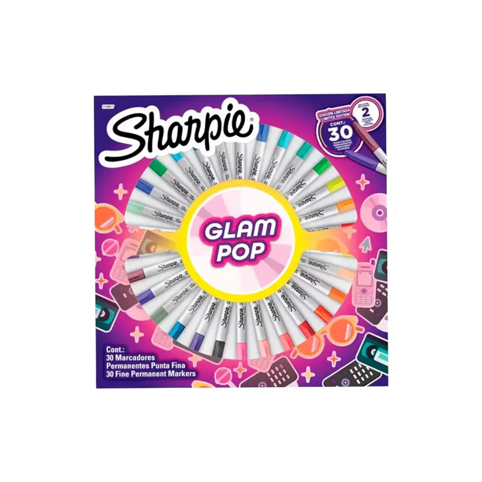 Marcador Glam Pop 30 Colores Permanente 1
