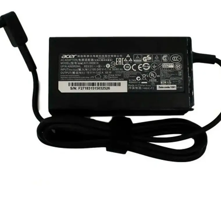 Cargador Acer Original 19v 3.42a 3.0x1.1mm 65w Punta Fina  1