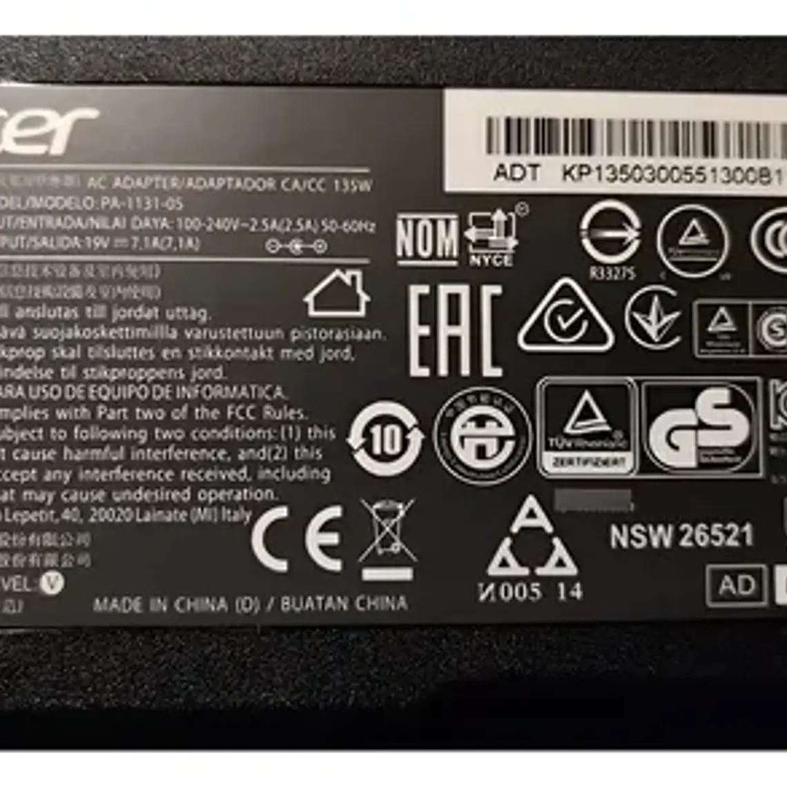 Cargador Para Acer Aspire Vx5-591g 1