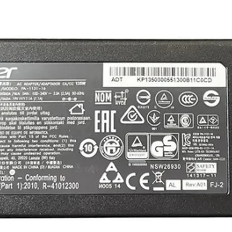 Cargador Para Cargador Acer 19v 7.1a 5.5x1.7mm 135w 4