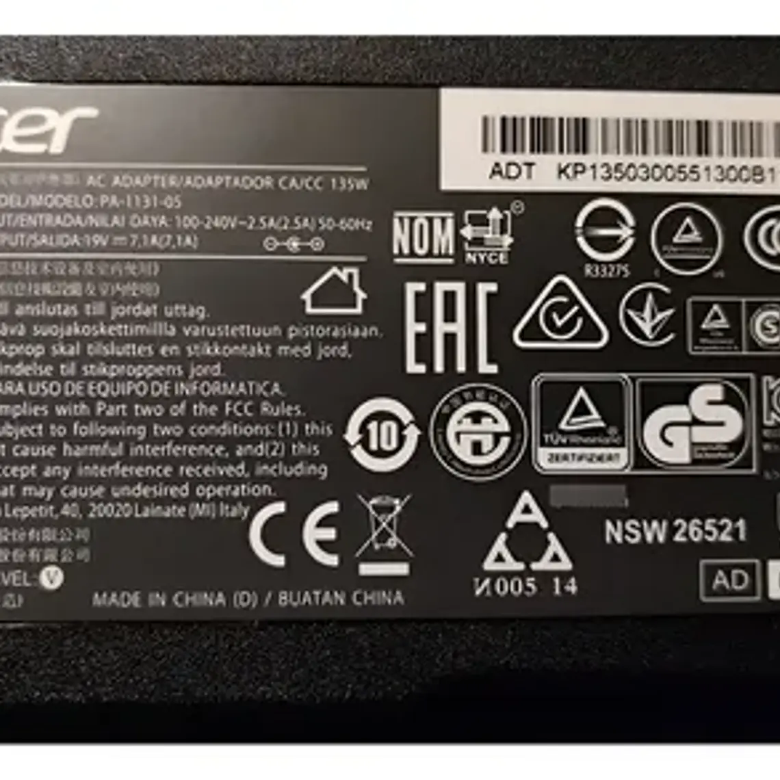 Cargador Para Acer Aspire A717-72g 1