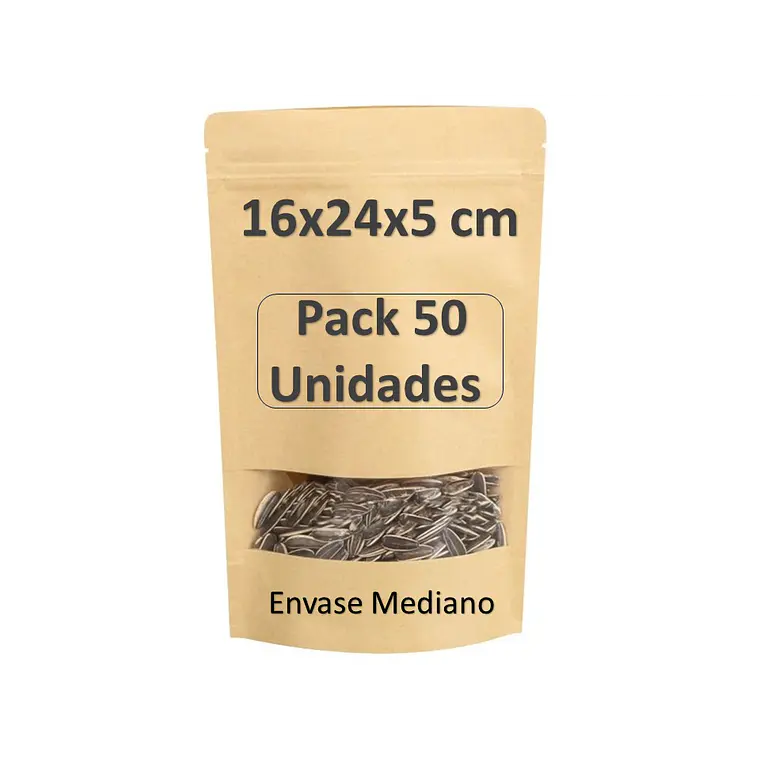 50 Bolsas Kraft 16x24x5 cm doypack Cierre Hermético 2