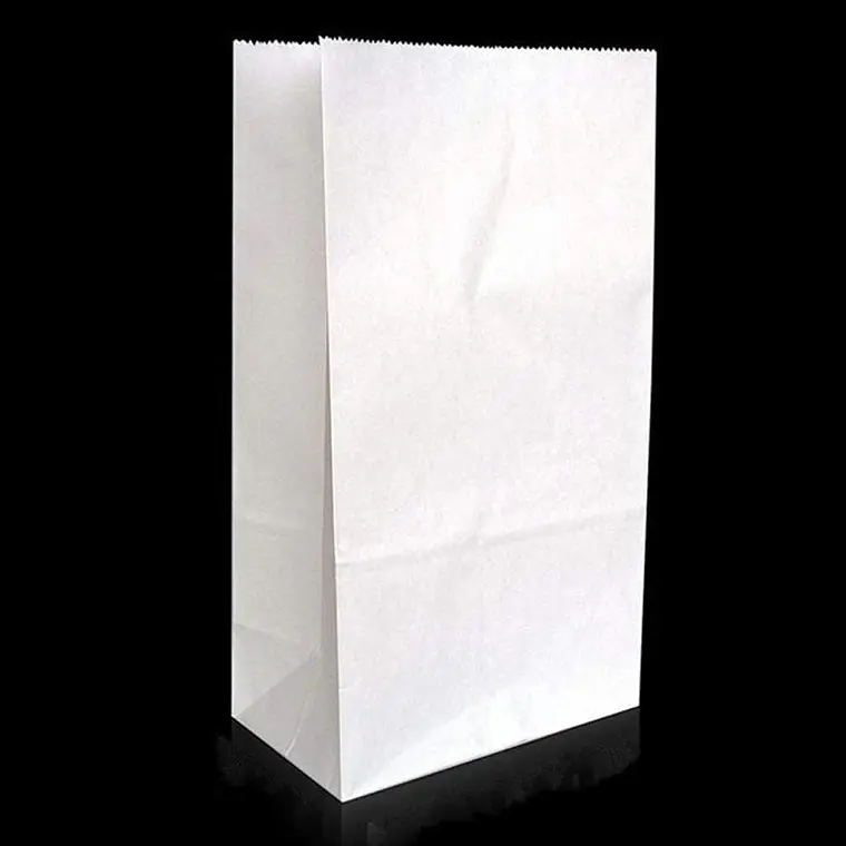 50 Bolsas 13x24x8 Papel Kraft Blanco 1