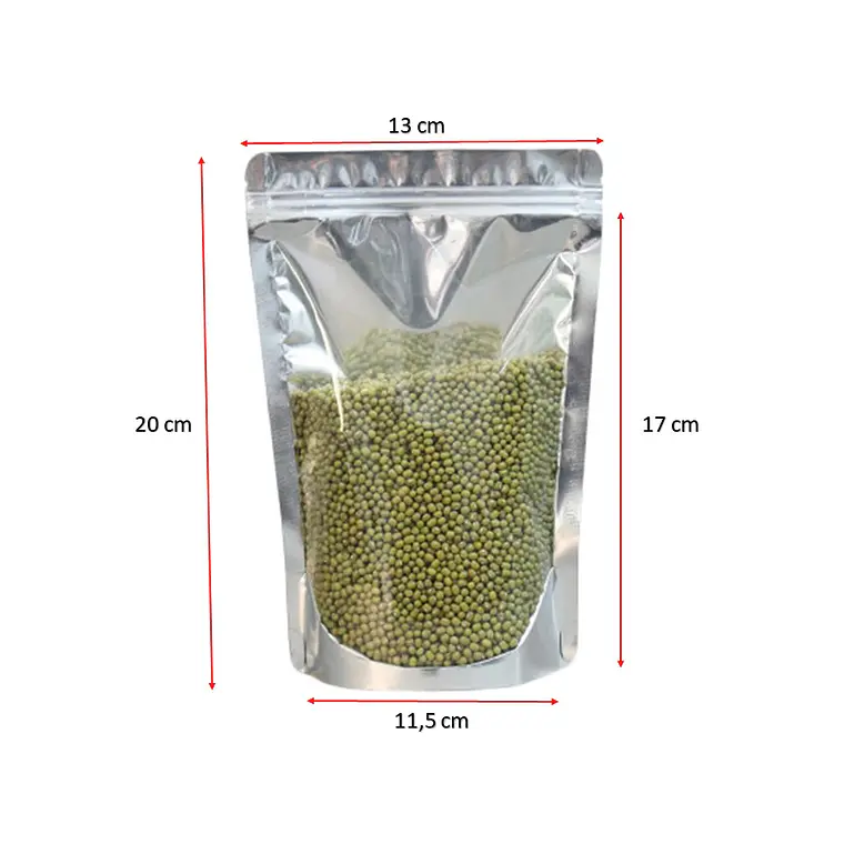 50 Bolsas Doypack 13x20x4 Cm Aluminio Full ventana 2