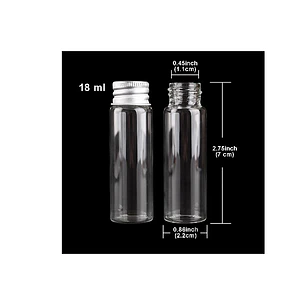 12 Frascos Vidrio 22x70 mm Tapa Rosca 18 ml
