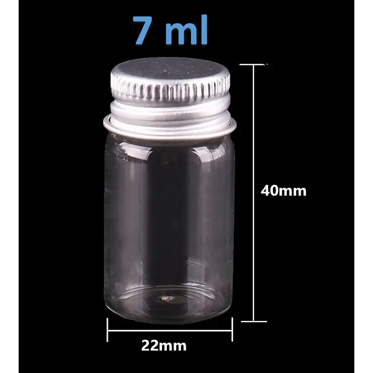 12 Frascos Vidrio 22x40 mm Tapa Rosca 7 ml 3