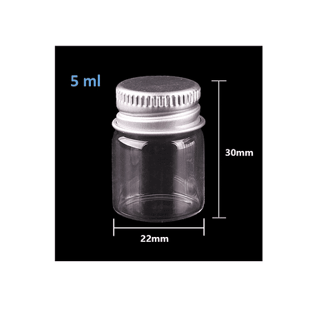 12 Frascos Vidrio 22x30 mm Tapa Rosca 5 ml