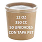 50 Potes Contenedores Kraft 12 Oz (350 Cc ) Con Tapa Pet - Miniatura 1
