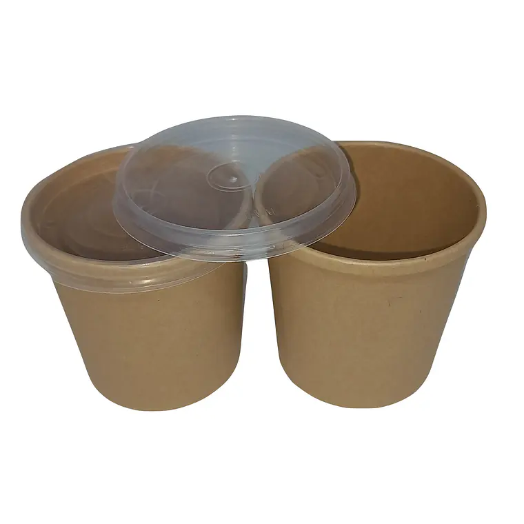 50 Potes Contenedores Kraft 12 Oz (350 Cc ) Con Tapa Pet 2