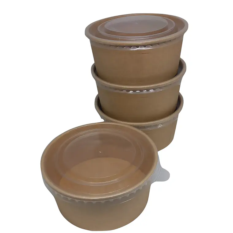 50 Potes Contenedores Kraft  750 Cc  Con Tapa Pet Transparente 2