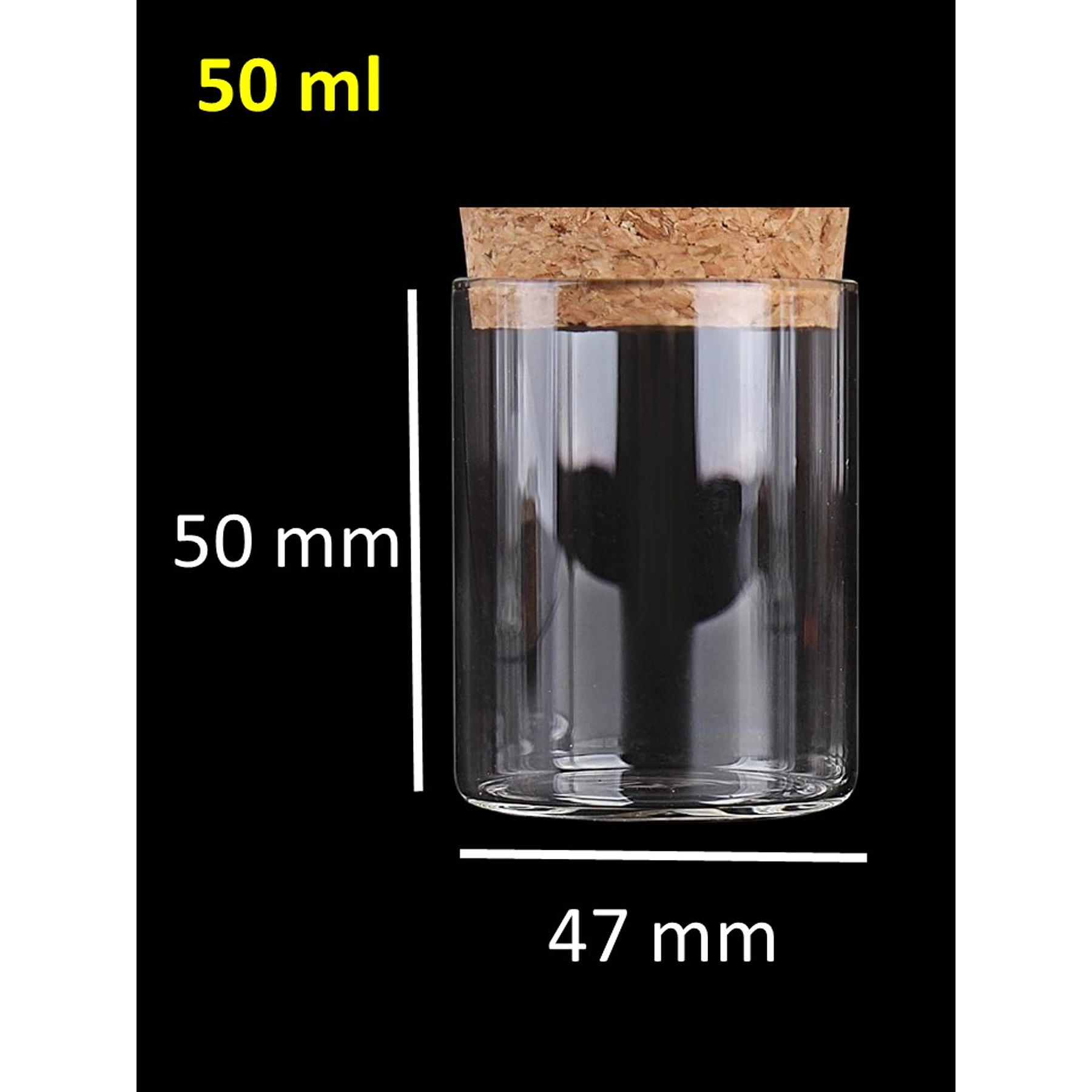 6 Frascos de vidrio recto con corcho 47x50 mm  50 ml