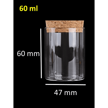6 Frascos de vidrio recto con corcho 47x60 mm 60 ml