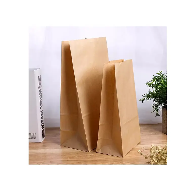 50 Bolsas 9x6x18 cm Papel Kraft Con Base 4