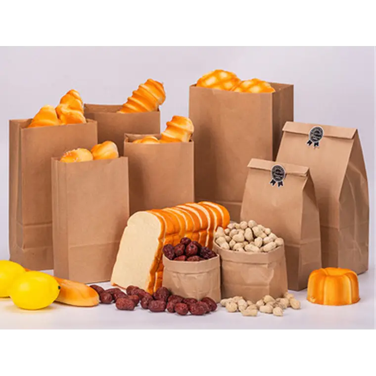 50 Bolsas 16x9x28 cm Papel Kraft Con Base 4