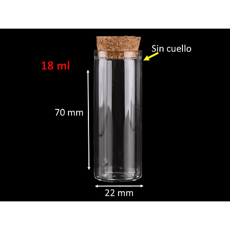 60 Frascos 22x70 mm 18 ml De Vidrio Liso Con Corcho