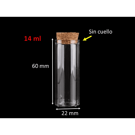 60 Frascos 22x60 mm 14 ml De Vidrio Liso Con Corcho