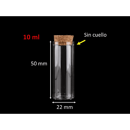 60 Frascos 22x50 mm 10 ml De Vidrio Liso Con Corcho