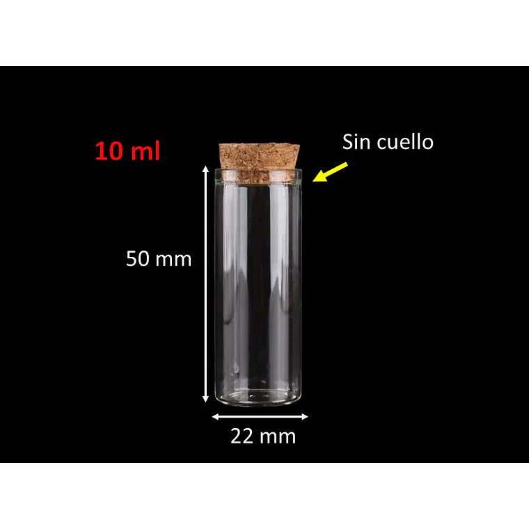 60 Frascos 22x50 mm 10 ml De Vidrio Liso Con Corcho 2