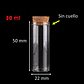 60 Frascos 22x50 mm 10 ml De Vidrio Liso Con Corcho - Miniatura 2