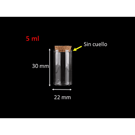 60 Frascos 22x30 mm 5 ml De Vidrio Liso Con Corcho