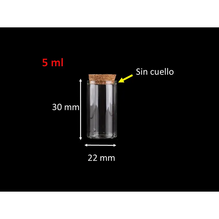 60 Frascos 22x30 mm 5 ml De Vidrio Liso Con Corcho 2
