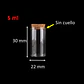 60 Frascos 22x30 mm 5 ml De Vidrio Liso Con Corcho - Miniatura 2