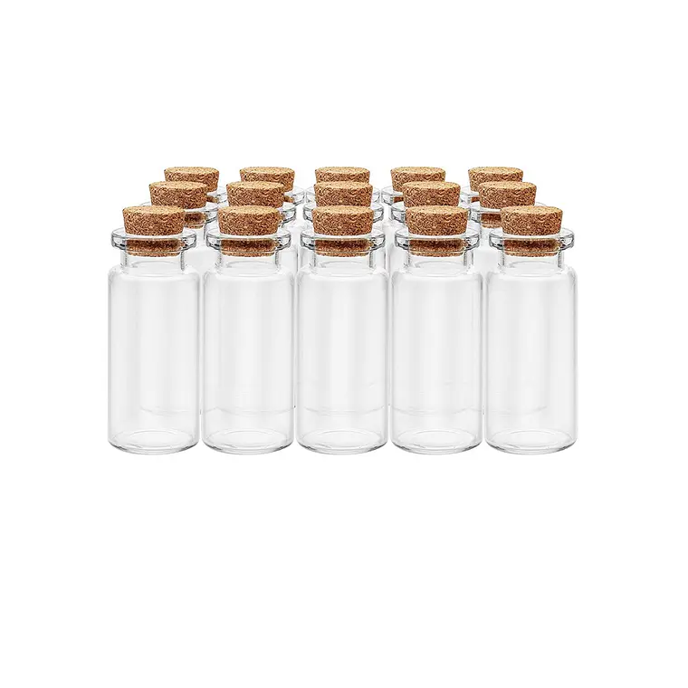 12 Mini Frascos 22x50 mm Vidrio Corcho 10 ml 1