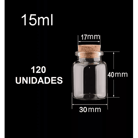 120 Mini Frascos 30x40 mm Vidrio Corcho 15 ml