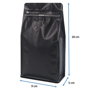 50 Bolsas 9x18x5 cm Aluminio Negro con Válvula 