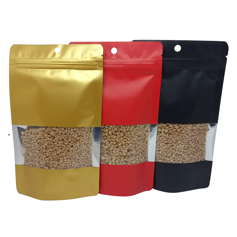 50 Bolsas 20x30x5 cm Doypack Aluminio Negro con ventana 2