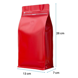 50 Bolsas 13x26x7 cm Aluminio Rojo con Válvula