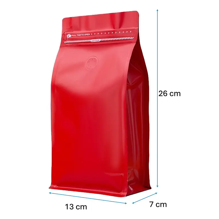 50 Bolsas 13x26x7 cm Aluminio Rojo con Válvula 1