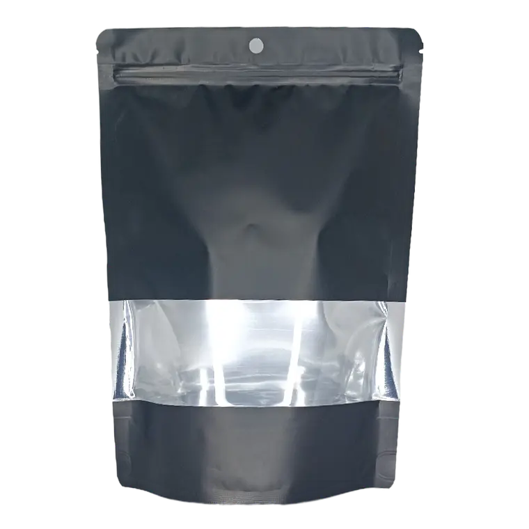 50 Bolsas 20x30x5 cm Doypack Aluminio Negro con ventana 1