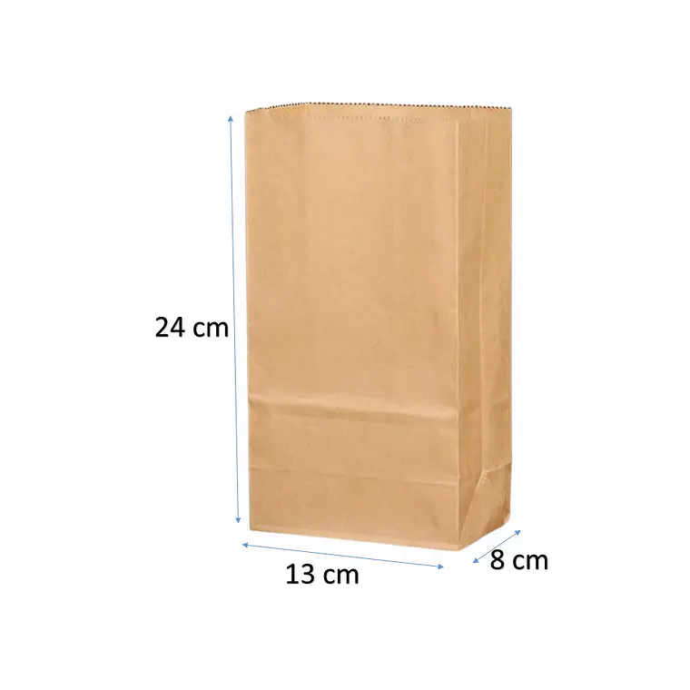 50 Bolsas 13x8x24 cm Papel Kraft Café 2