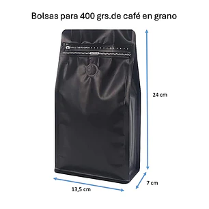 50 Bolsas 13x24x7 cm Aluminio Negro con Válvula