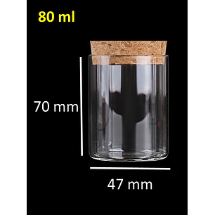 60 Frascos de vidrio recto con corcho 47x70 mm 80 ml
