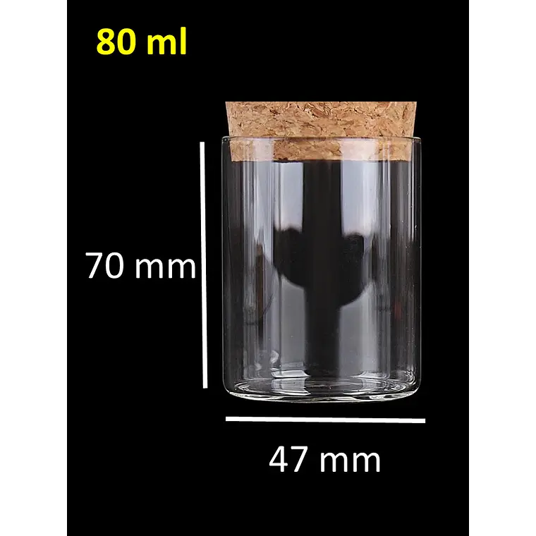 60 Frascos de vidrio recto con corcho 47x70 mm 80 ml 1
