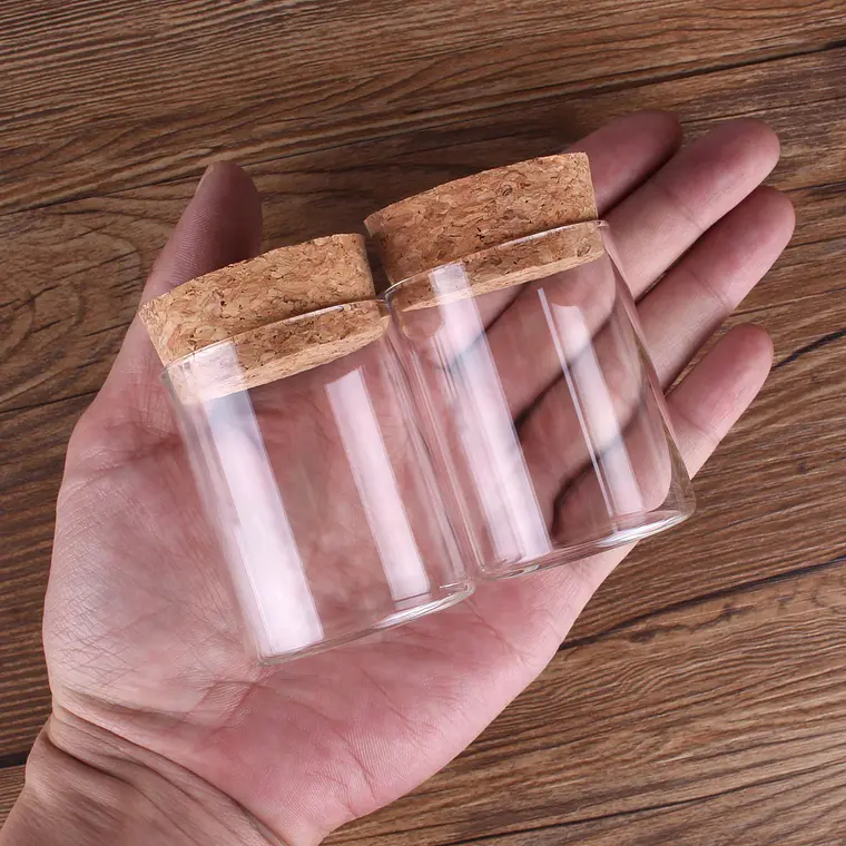60 Frascos de vidrio recto con corcho 47x70 mm 80 ml 2