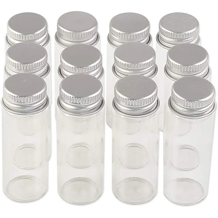 12 Frascos Vidrio 22x60 mm Tapa Rosca 14 ml 1