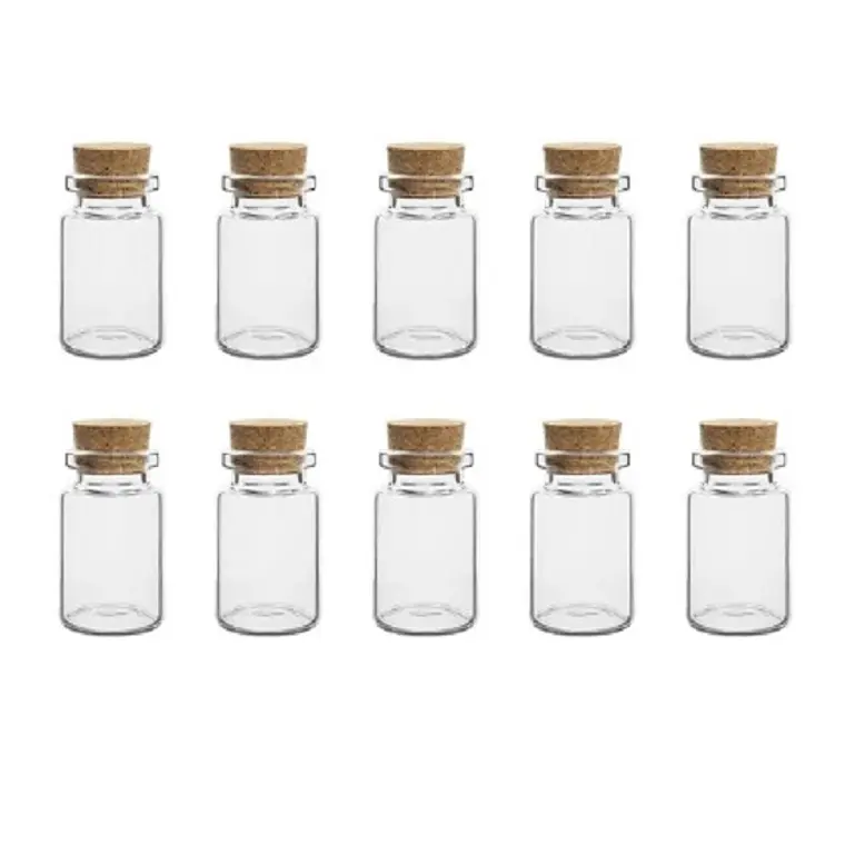 12 Mini Frascos 22x30 mm Vidrio Corcho 5 ml 1
