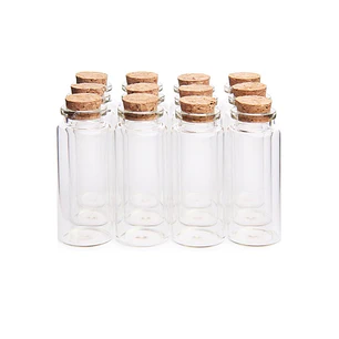 12 Mini Frascos 22x70 mm Vidrio Corcho 18 ml