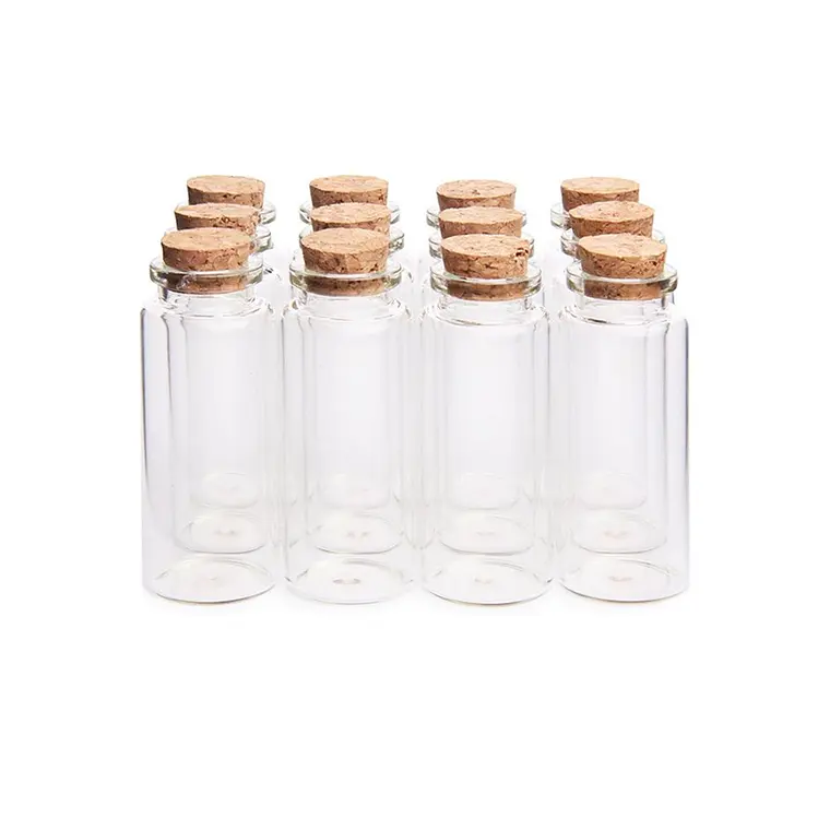 12 Mini Frascos 22x70 mm Vidrio Corcho 18 ml 1
