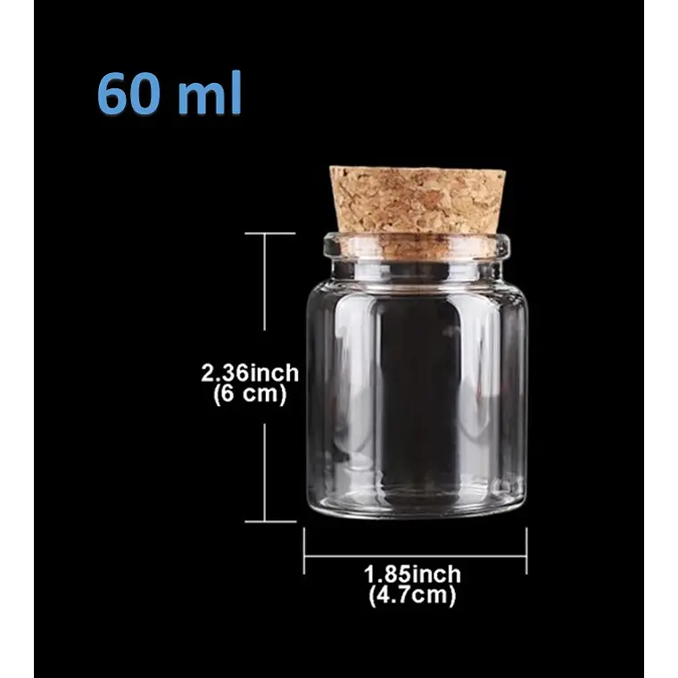 6 Frascos Vidrio Corcho 47x60 mm  60 ml 2