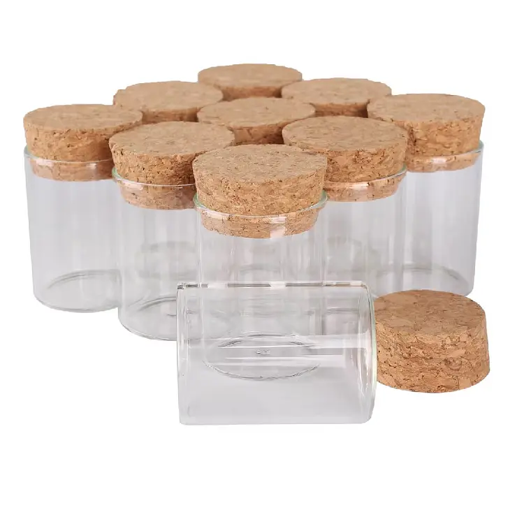 60 Frascos 22x30 mm 5 ml De Vidrio Liso Con Corcho 1