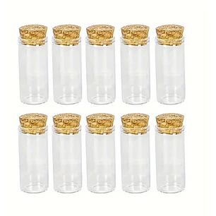 60 Frascos 22x50 mm 10 ml De Vidrio Liso Con Corcho