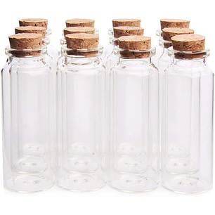 12 Mini Frascos 22x80 mm Vidrio Corcho 20 ml
