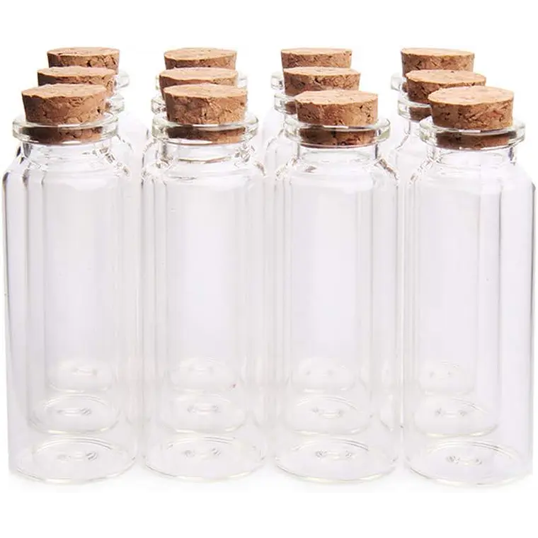12 Mini Frascos 22x80 mm Vidrio Corcho 20 ml 1