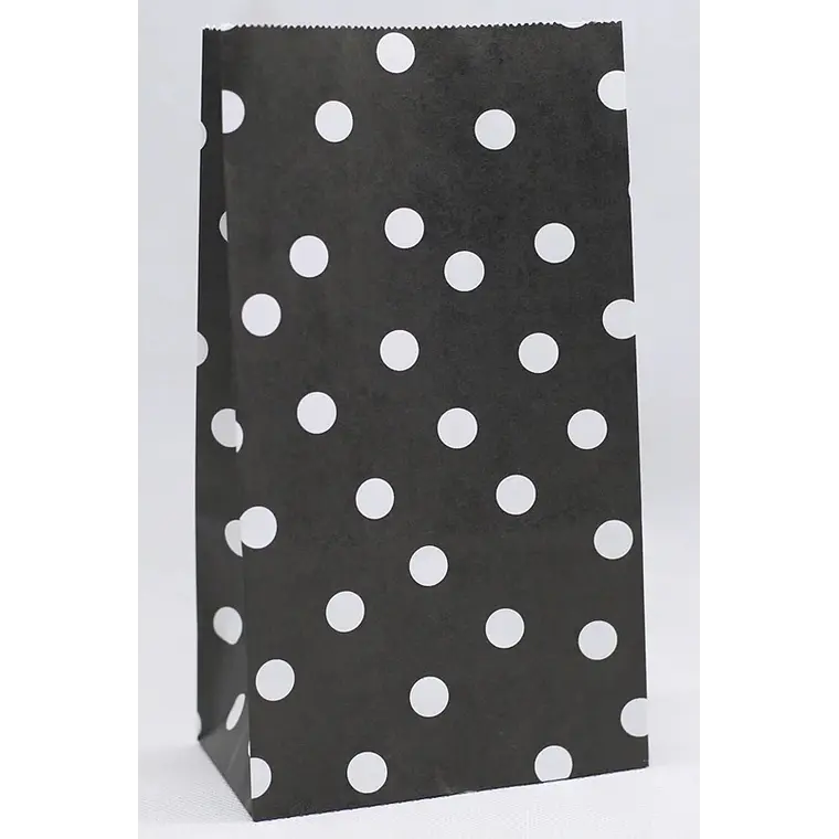 50 Bolsas 13x8x24 cm Papel Kraft negro lunares 2